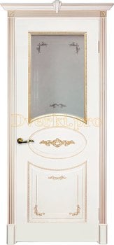 Дверь Камелия белая эмаль (карамель), остекленная