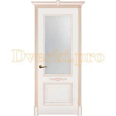 Дверь Паула белая эмаль (карамель), остекленная