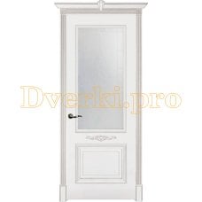 Дверь Паула белая эмаль (серебро), остекленная