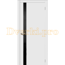 Дверь Лайн-1 белая эмаль, остекленная