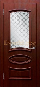 Дверь Ровито (объемный багет) крем, остекленная, Облицованные ПВХ