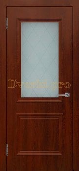 Дверь Шервуд (объемный багет) коньяк, остекленная, Облицованные ПВХ