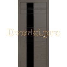 Дверь V-I стекло черное, двери шпон Premium