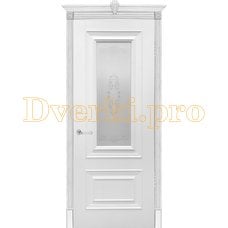Дверь Бергамо белая эмаль, остекленная