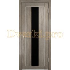 Дверь Сицилия 02 вишня малага, остекленная, черный триплекс