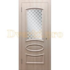Дверь Ровито (объемный багет) крем, остекленная