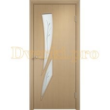 Дверь Тип С-02 беленый дуб, остекленная с фьюзингом