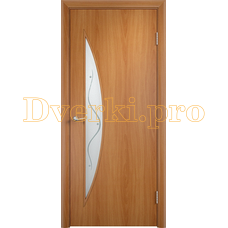 Дверь Тип С-06 миланский орех, остекленная с фьюзингом