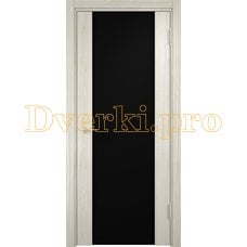 Дверь Сан-Ремо 01 беленый дуб мелинга, остекленная, черный триплекс